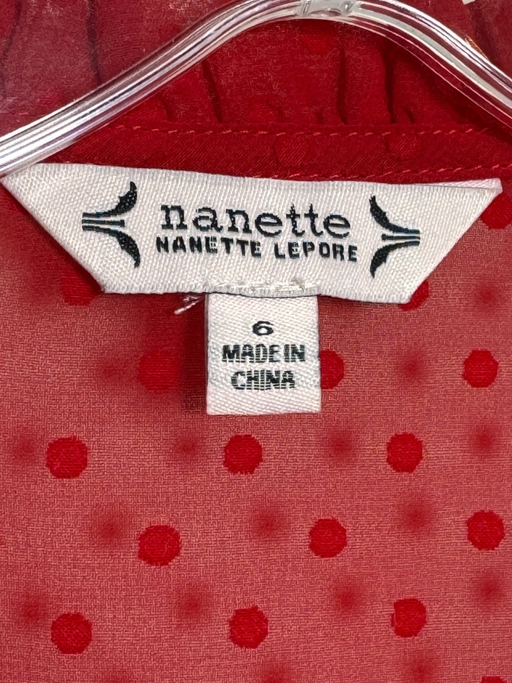 Nanette Lepore Red Swiss Dot Sheer Sleeve Belted Dress Size 6 Romantic Coquette - Picture 5 of 10